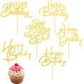 Gold Happy Birthday Cupcake Toppers 24Pcs Set - Birthday-Gold Variation