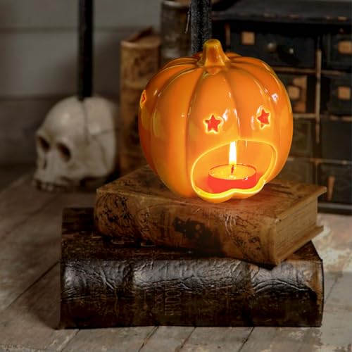 Halloween Ceramic Pumpkin Candle Holder Decorations - Style 3