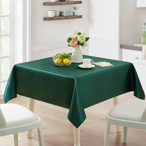 Blackish Green Satin Table Cover 60x102 Inches - Pack of 6, Rectangular