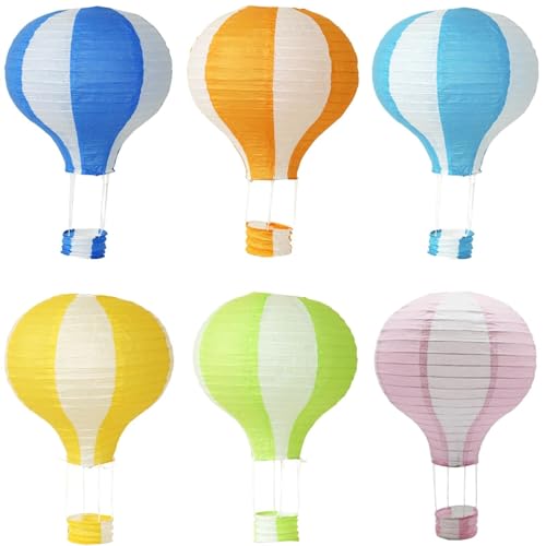 6 Pack Hot Air Balloon Paper Lanterns 12 Inch Hanging Ceiling Decor for Party Events