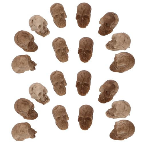 Halloween Mini Skull Figurines Set - 20 Realistic Resin Skeleton Heads for Decorations