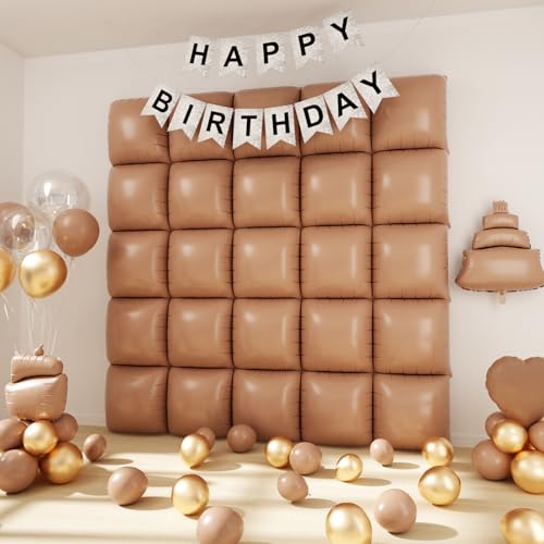 Brown Square Foil Balloon Kit for Party Decorations - 25 Pieces