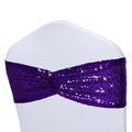 14x6 Purple Sequin Chair Sashes - Pack of 100 Folding Bow Covers for Weddings and Parties
