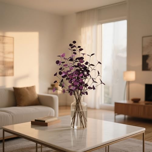Purple Artificial Eucalyptus Stems - 4 Pack, Faux Floral for Fall & Holiday Decor