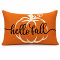 Hello Fall Pumpkin Rectangle Lumbar Throw Pillow Cover - 12x20 Orange