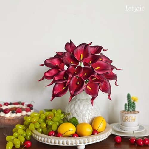 Dark Red Artificial Calla Lily Flowers 20Pcs - Elegant Wedding & Decor Flowers