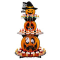 Halloween Cupcake Stand 3-Tier Pumpkin Cardboard Dessert Tower with Hole Design