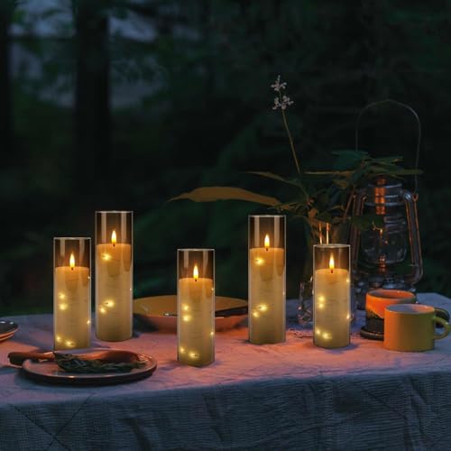 24 Pack Flameless Flickering LED Candles with Timer - Grey, Safe Battery Operated Decor