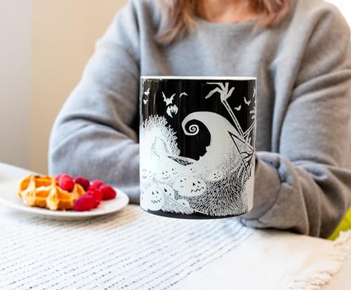 Glow-in-The-Dark Ceramic Coffee Mug - Nightmare Before Christmas Jack Skellington Graveyard - 20oz