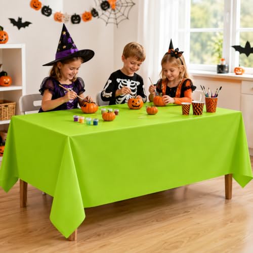 Halloween Disposable Plastic Tablecloth - 12 Pcs Rectangular Festive Table Cover - Green Black Purple Orange Variation