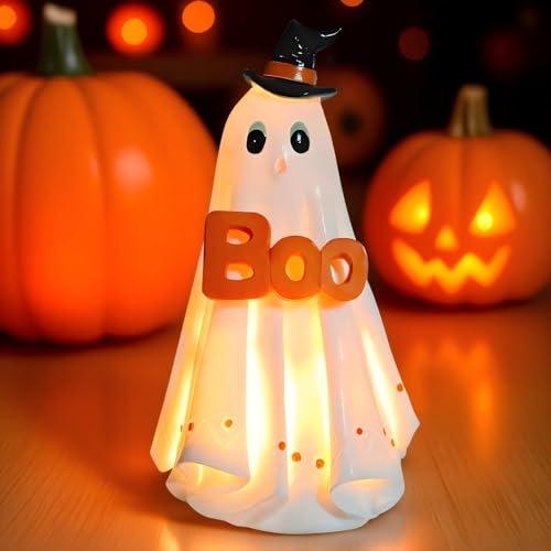 Halloween Ghost Decoration Statue with LED Light - 6.2 Inch Spooky Decor