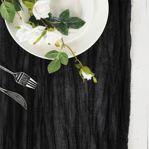 120 Inch Black Cheesecloth Table Runner Gauze Fabric for Halloween – Herda