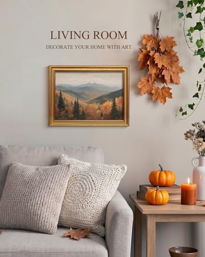 Autumn Forest Wall Art - Gold Framed Fall Landscape Prints 12x16 Inch - Highlands Variation