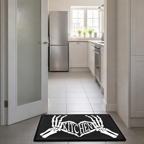 Black Memory Foam Anti-Fatigue Kitchen Mat Set - 2 Pcs, 47" x 17.3"