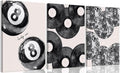 Disco Canvas Wall Art Set - Lucky 8 Ball, Vinyl Record & Disco Ball Prints, 24x16 Inches with Frame