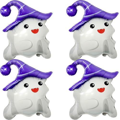 Halloween Ghost Balloons Set - 4 White Foil Party Decorations
