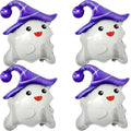 Halloween Ghost Balloons Set - 4 White Foil Party Decorations