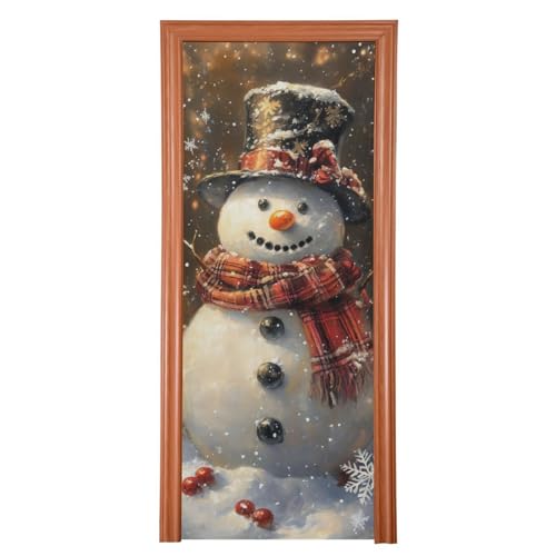 Burbuja Christmas Snowman Door Cover - Stretch Fabric Holiday Porch Decoration 32x79 in Variation of A27