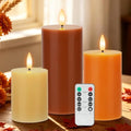 AFINETH Orange Flameless Candles with Remote - Fall Battery Operated Wax Pillars