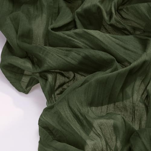 Olive Green Cheesecloth Table Runner 10ft x 6pcs Fall Boho Wedding Decor