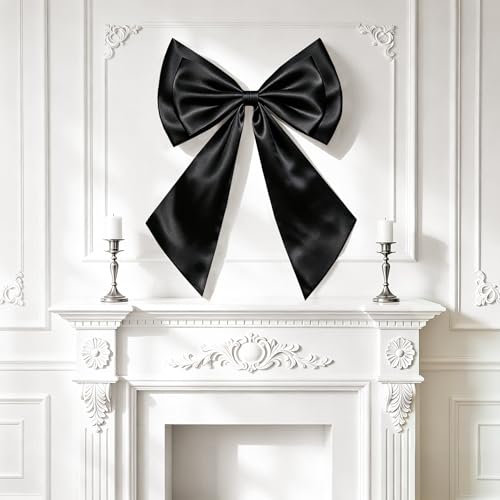 Black Satin Double Layer Bow Decor - 30x20 Inches, Home & Party Decor