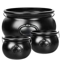 3 Pack Halloween Cauldron Set - Black Plastic Witch Cauldrons for Party Decor