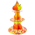 Orange 3-Tier Pumpkin Cupcake Stand - Autumn Harvest Dessert Display for Fall Parties