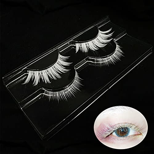 White False Eyelashes Comb for Cosplay & Halloween - Colorful Eye Extension Makeup Tool MQ11UD