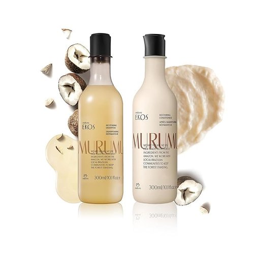 Natura Murumuru Hair Care Bundle - Anti-Damage Shampoo & Restoring Conditioner | 10.1 fl oz - Vegan Moisturizing Repair for Dry, Damaged Hair