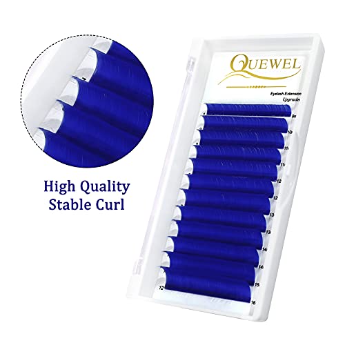 QUEWEL Blue Volume Lash Extensions - Mixed 9-16mm, 0.07D Curl, Self Fanning, Variation of THIS listing