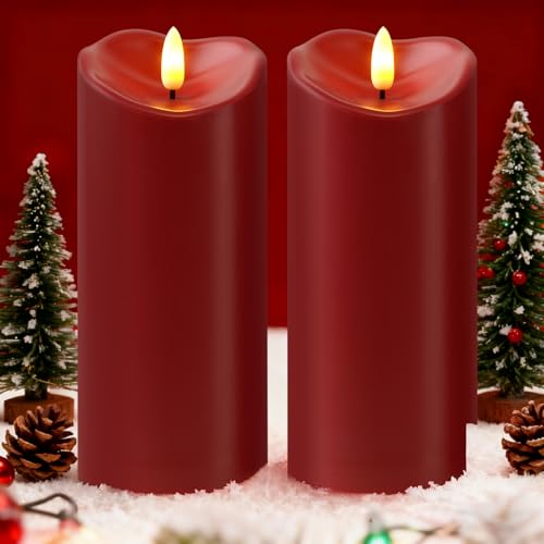 Outdoor Waterproof Flameless LED Candle 8x3 Inches with Remote & Timer - Red Variation of D3xH8