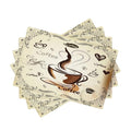 4 PCS Vintage Rustic Coffee Theme Placemat Set - 12x18 Inch Kitchen Dining Accessories