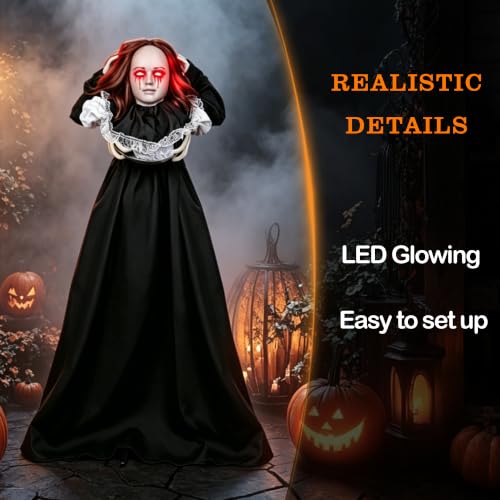 Halloween Animatronic Standing Maid Decoration - 5.3FT Outdoor Haunted Prop