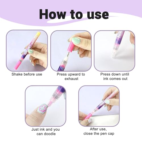 12pcs Fine Tip Nail Art Pen Set - Water-Based Quick-Dry Non-Toxic for Beginners