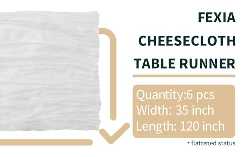 Ivory White Cheesecloth Table Runner 6 Pack - 10Ft Wedding Bridal Decor