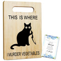 Black Cat Bamboo Cutting Board for Kitchen - Funny Cat Lover Gift - 7.9x11.8 Inches