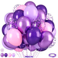 Pink and Purple Balloons Set for Birthday & Bridal Shower Decorations - 30pcs with Ribbon