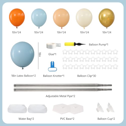 Fall Balloon Column Kits 2 Sets - Blue, Orange, Gold, Beige Thanksgiving Decorations with Stand & Accessories