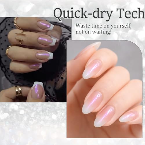 Pearl Sparkle Chrome Quick Dry Nail Polish - Shiny Pearl White Finish