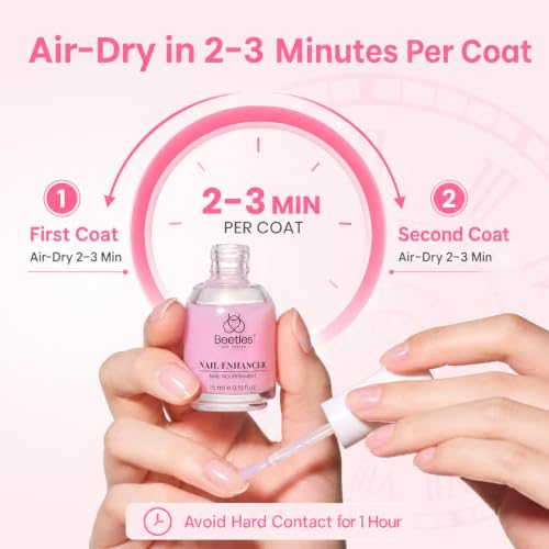 Beetles Nail Strengthener Growth Pink Nail Polish - Variation A-Pink-2
