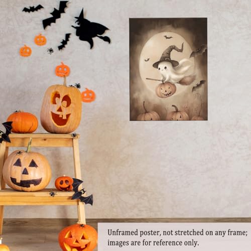 Pastel Witchcore Halloween Wall Art - Unframed 12x16in Nursery Decor