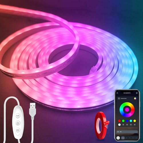 10ft RGB USB Neon Rope Lights with App Control - Indoor Color Changing LED Strip