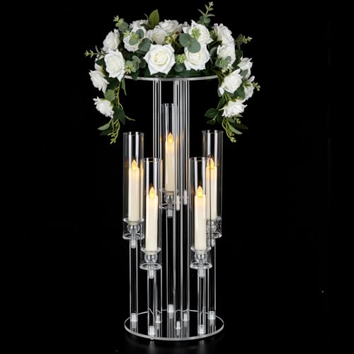 Clear Acrylic 2-in-1 Candelabra and Centerpiece Stand - 23.6 Inch, Variation: Clear