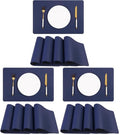 Faux Leather Placemat Set of 4 Navy Blue Waterproof Heat-Resistant Table Mats