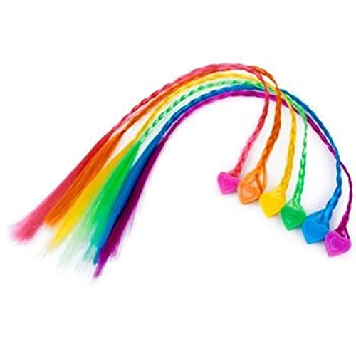 Neon Clip-On Hair Braid Extensions - 12 Pieces Kids Hair Accessories