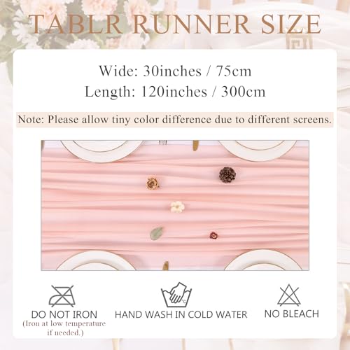 Peach Pink 10FT Chiffon Table Runner for Wedding & Party Decor - Boho Rustic Sheer Fabric