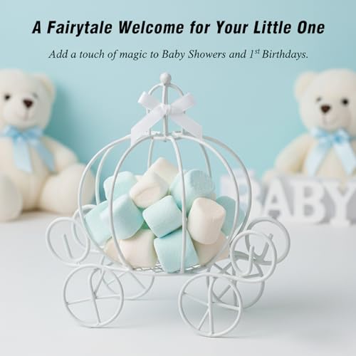 White Pumpkin Carriage Candy Box - Cinderella Themed Centerpiece for Events - 8 Pack