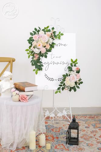 Odouzy Light Pink Wedding Arch Flowers Pack of 2 Artificial Garland Wedding Decor