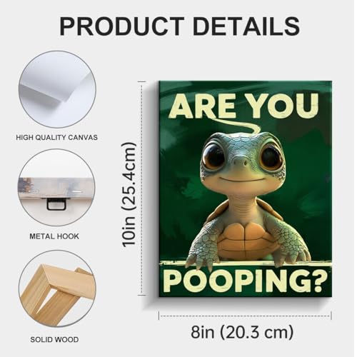 Funny Turtle Bathroom Decor - Pooping Turtle Artwork Print - Variation of Turtle1