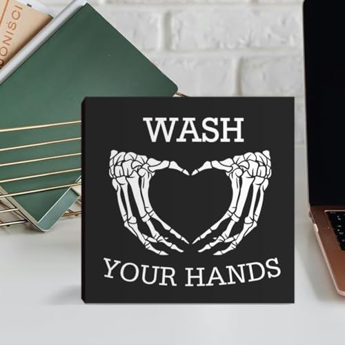 Gothic Bathroom Decor Wood Sign - Wash Your Hands - Witchy Restroom Sign